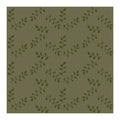 Seamless pattern with green blueberry leaves on a gray-green background